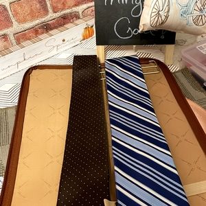 Leather patchwork tie case with two awesome ties